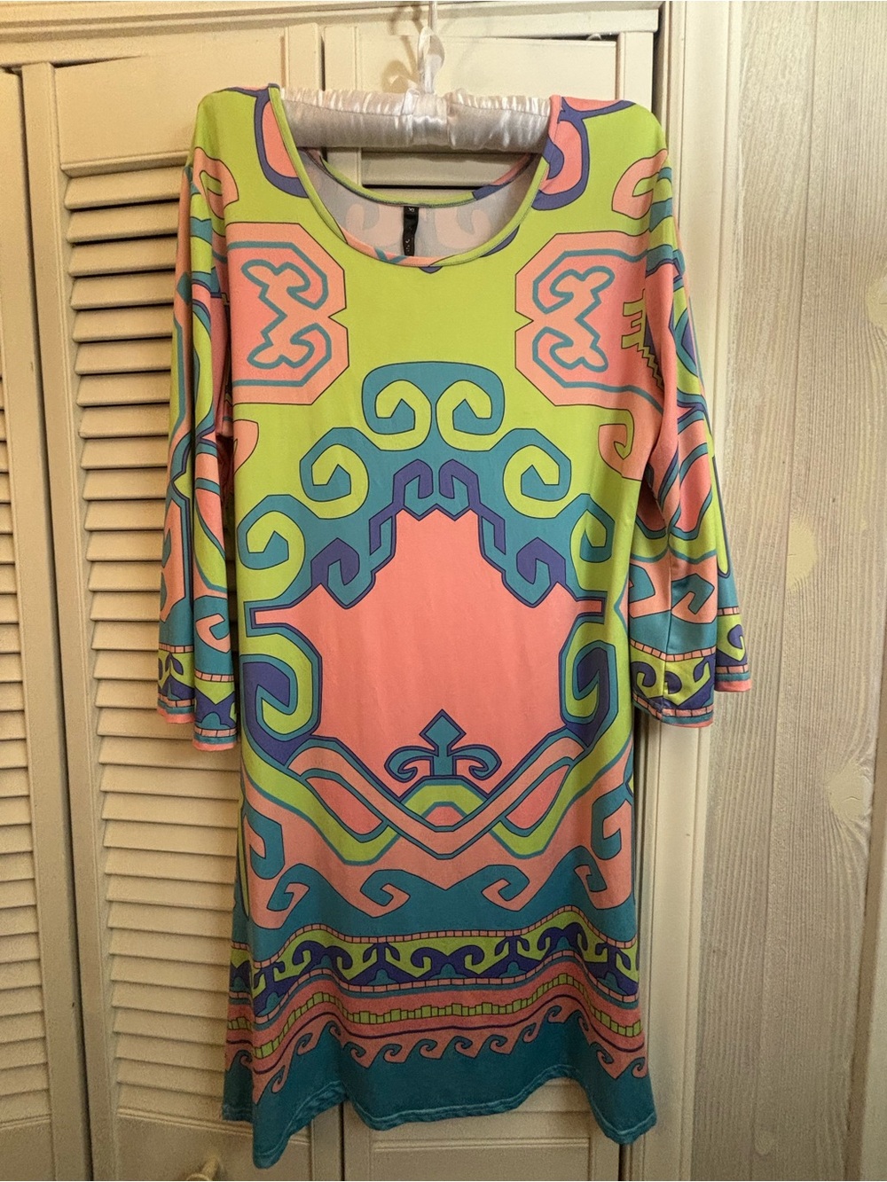 White Mark Geometric Pattern Dress